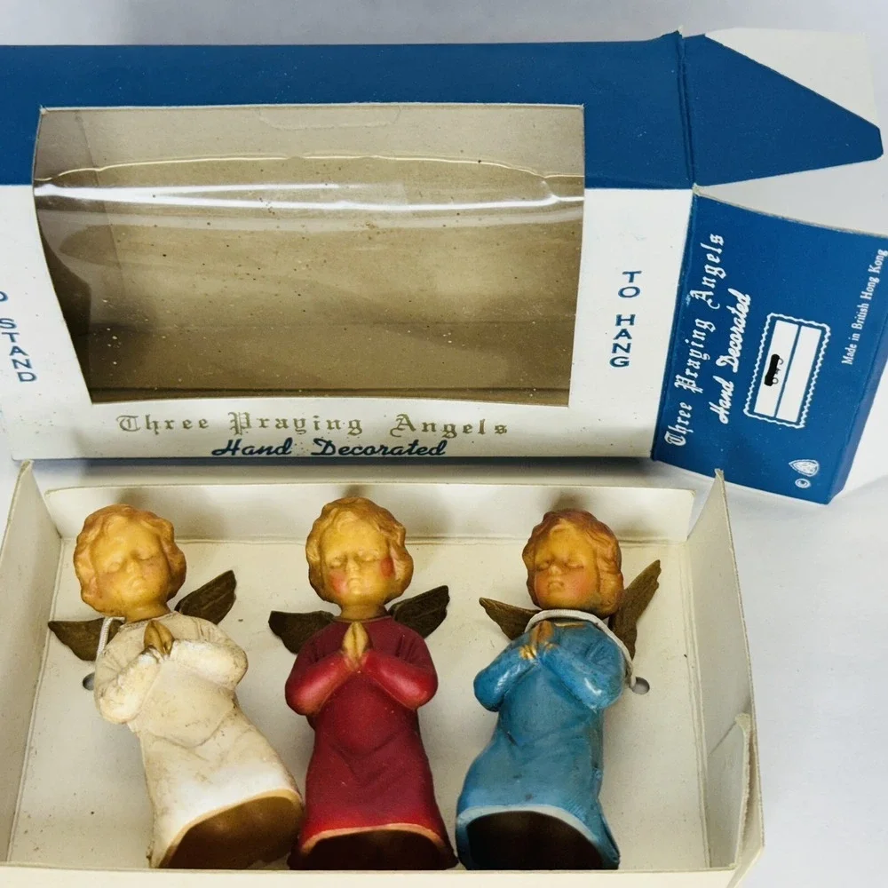 Vintage Christmas Praying Kneeling Angels Ornaments 3
